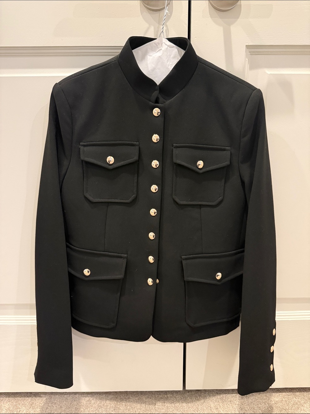 NWT Zara Black Military-Style Blazer with Gold Buttons SZ: Smal
